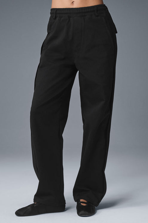alo Women's Edition Sueded Straight Leg Pant - Black