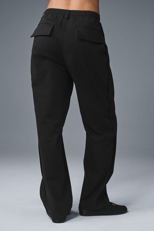 alo Women's Edition Sueded Straight Leg Pant - Black