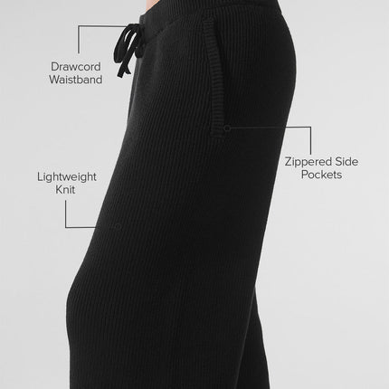 alo Women's Domain Rib Knit Sweatpant - Black