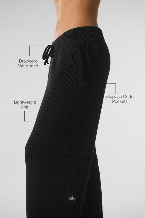 alo Women's Domain Rib Knit Sweatpant - Black