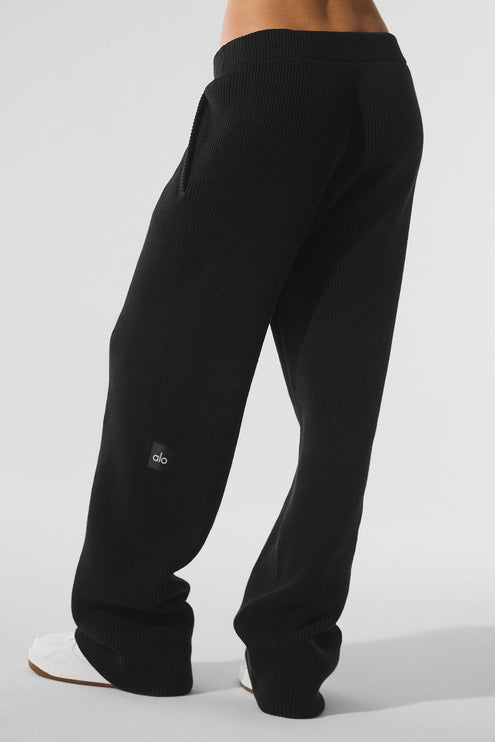 alo Women's Domain Rib Knit Sweatpant - Black