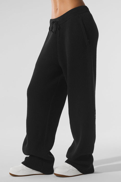 alo Women's Domain Rib Knit Sweatpant - Black