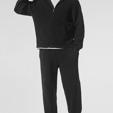 alo Men's Domain Rib Knit Sweatpant - Black