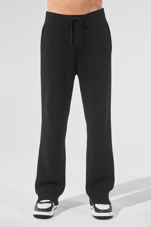 alo Men's Domain Rib Knit Sweatpant - Black