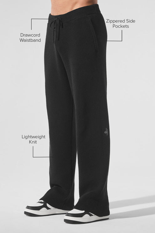 alo Men's Domain Rib Knit Sweatpant - Black