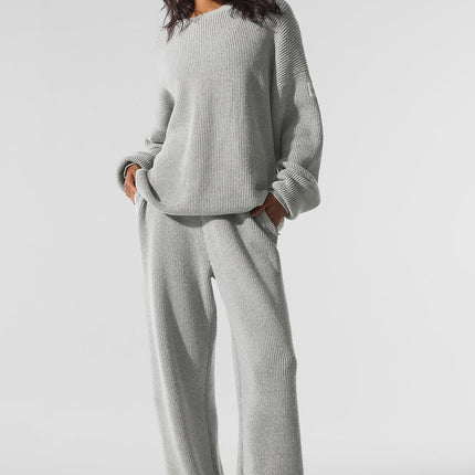 alo Women's Domain Rib Knit Sweatpant - Athletic Heather Grey
