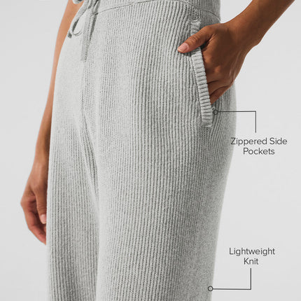 alo Women's Domain Rib Knit Sweatpant - Athletic Heather Grey