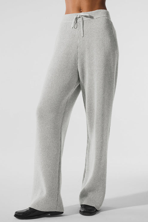 alo Women's Domain Rib Knit Sweatpant - Athletic Heather Grey