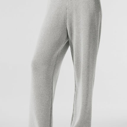 alo Women's Domain Rib Knit Sweatpant - Athletic Heather Grey