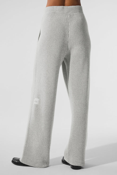 alo Women's Domain Rib Knit Sweatpant - Athletic Heather Grey
