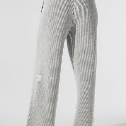 alo Women's Domain Rib Knit Sweatpant - Athletic Heather Grey