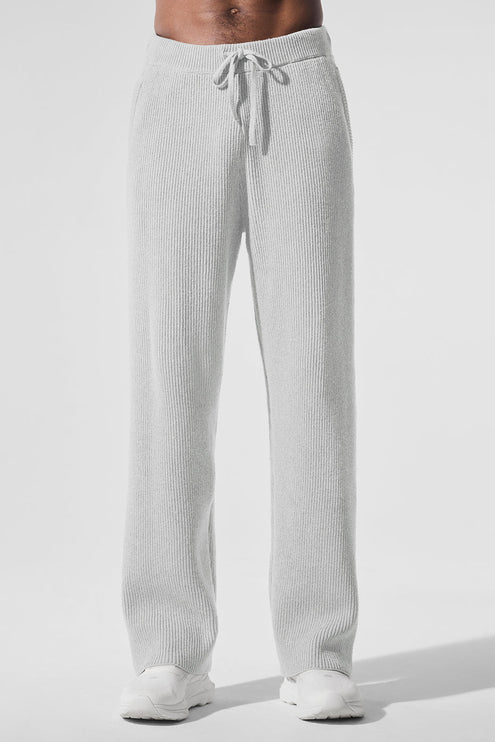 alo Men's Domain Rib Knit Sweatpant - Athletic Heather Grey