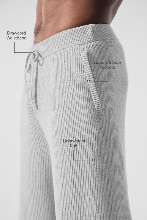 alo Men's Domain Rib Knit Sweatpant - Athletic Heather Grey
