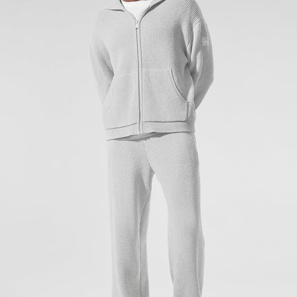 alo Men's Domain Rib Knit Sweatpant - Athletic Heather Grey