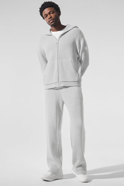 alo Men's Domain Rib Knit Sweatpant - Athletic Heather Grey