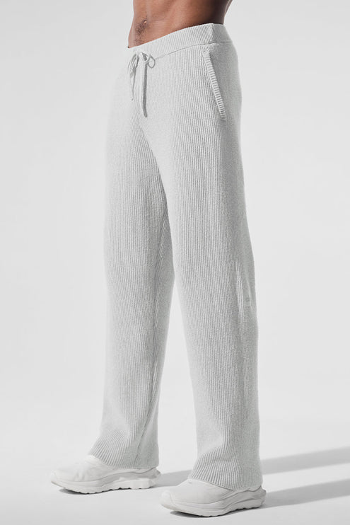 alo Men's Domain Rib Knit Sweatpant - Athletic Heather Grey