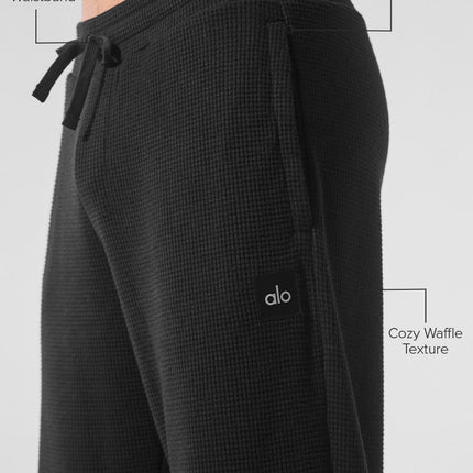 alo Men's Elevate Waffle Straight Leg Pant - Black