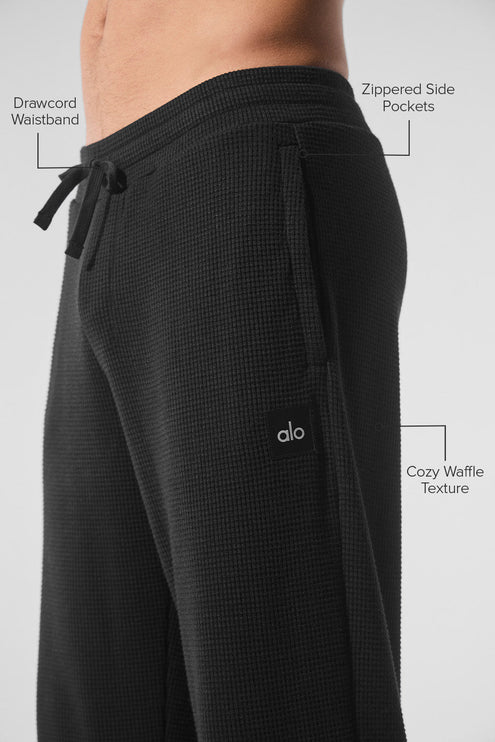 alo Men's Elevate Waffle Straight Leg Pant - Black