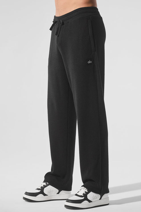 alo Men's Elevate Waffle Straight Leg Pant - Black