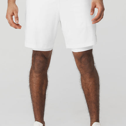 alo Men's 7" Unity 2-In-1 Short - White/White