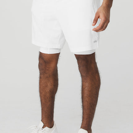 alo Men's 7" Unity 2-In-1 Short - White/White