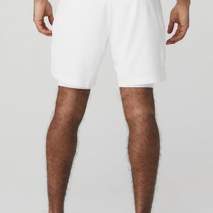 alo Men's 7" Unity 2-In-1 Short - White/White