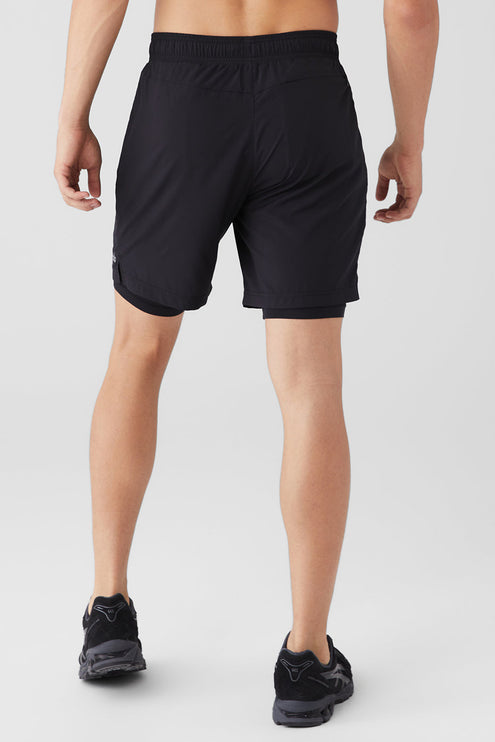 alo Men's 7" Unity 2-In-1 Short - Black/Black