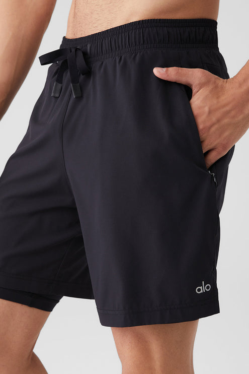 alo Men's 7" Unity 2-In-1 Short - Black/Black
