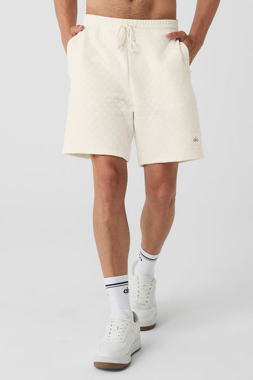 alo Men's Quilted Stadium Short - Ivory