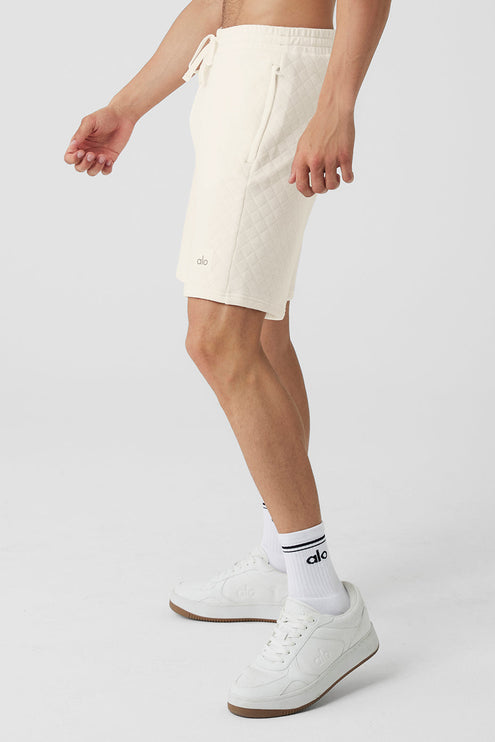 alo Men's Quilted Stadium Short - Ivory