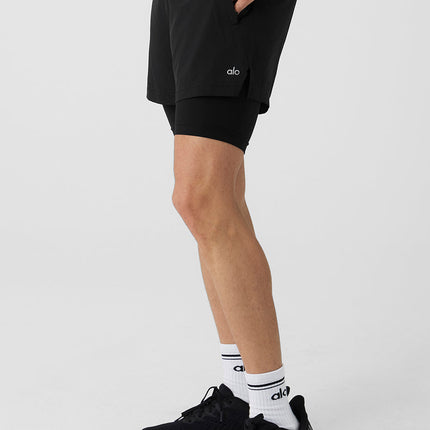 alo Men's 5" Revival 2-In-1 Short - Black/Black
