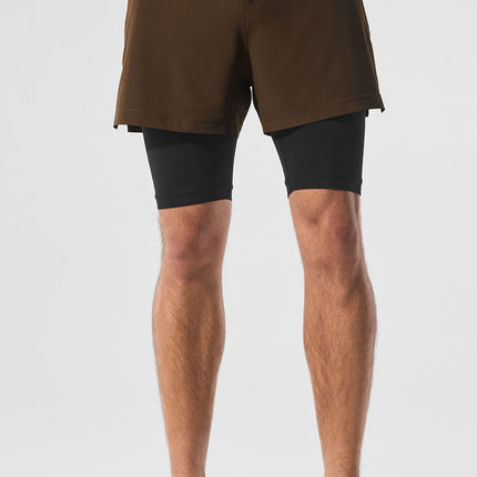 alo Men's 5" Revival 2-in-1 Short - Espresso/Black