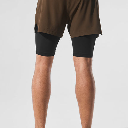 alo Men's 5" Revival 2-in-1 Short - Espresso/Black