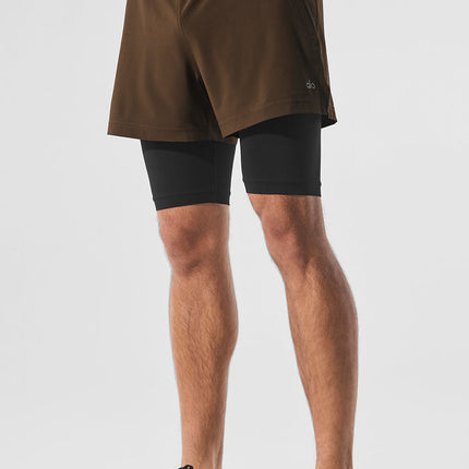 alo Men's 5" Revival 2-in-1 Short - Espresso/Black