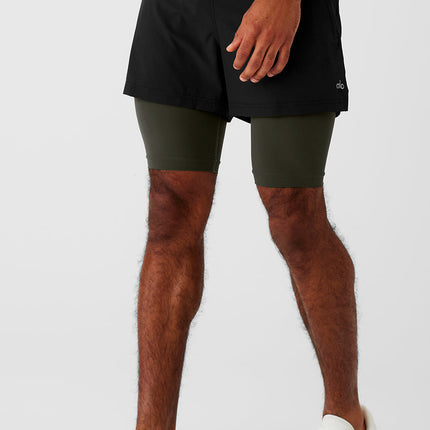alo Men's 5" Revival 2-in-1 Short - Black/Stealth Green