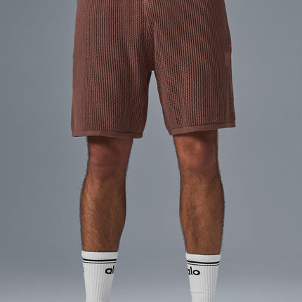 alo Men's Open-Knit Short - Chestnut