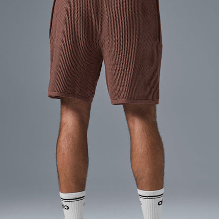alo Men's Open-Knit Short - Chestnut