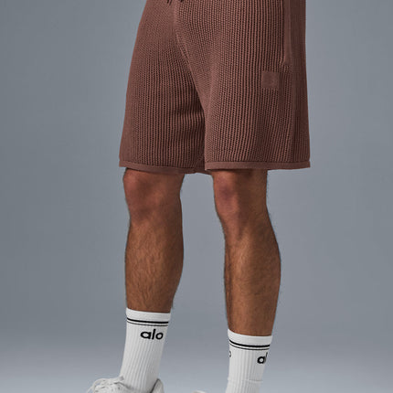 alo Men's Open-Knit Short - Chestnut