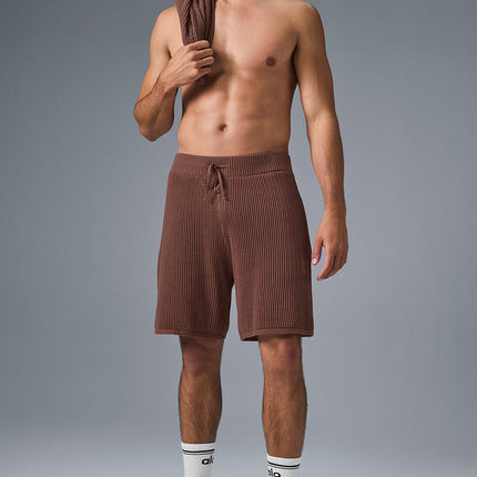 alo Men's Open-Knit Short - Chestnut