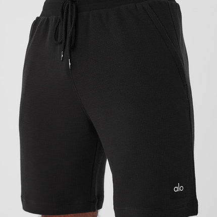 alo Men's 7" Micro Waffle Fast Break Short - Black