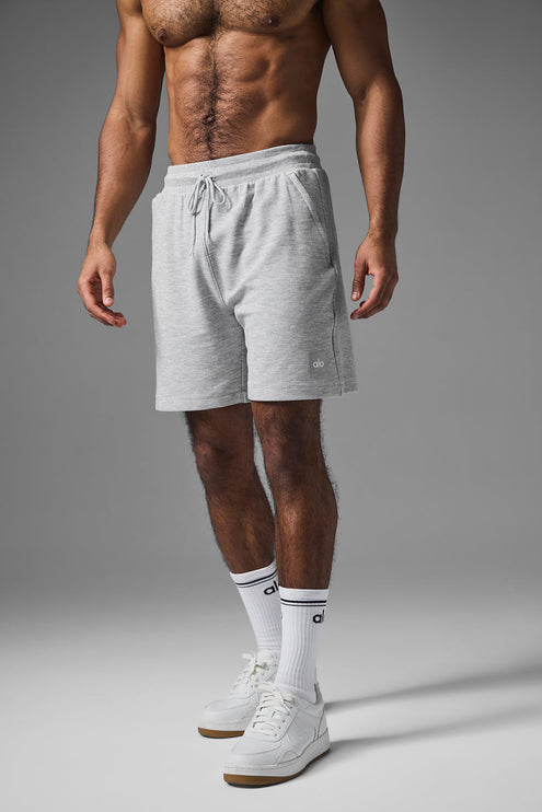 alo Men's 7" Micro Waffle Fast Break Short - Athletic Heather Grey