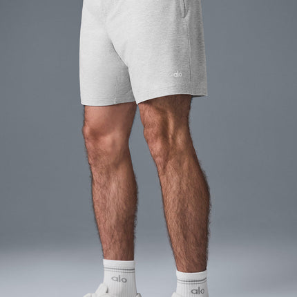 alo Men's 7" Conquer React Performance Short - Athletic Heather Grey