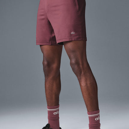 alo Men's 7" Conquer React Performance Short - Burgundy Truffle