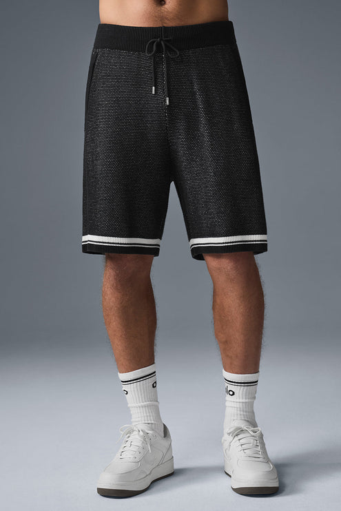alo Men's 7" Sports Club Sweater Knit Basketball Short - Black