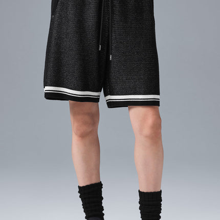 alo Women's 7" Sports Club Sweater Knit Basketball Short - Black