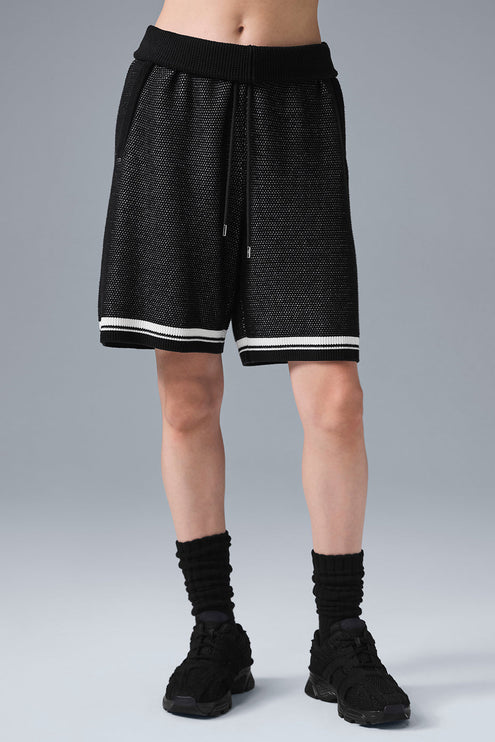 alo Women's 7" Sports Club Sweater Knit Basketball Short - Black