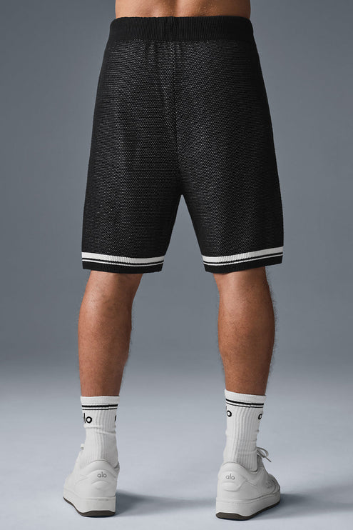 alo Men's 7" Sports Club Sweater Knit Basketball Short - Black