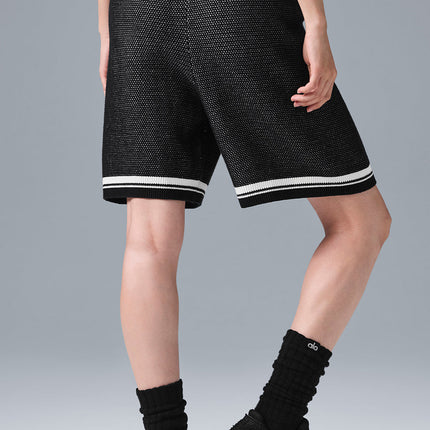 alo Women's 7" Sports Club Sweater Knit Basketball Short - Black