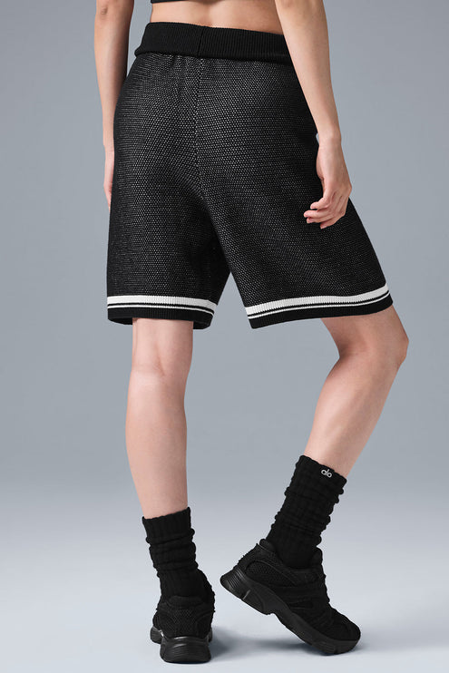 alo Women's 7" Sports Club Sweater Knit Basketball Short - Black