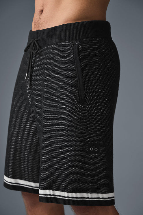 alo Men's 7" Sports Club Sweater Knit Basketball Short - Black